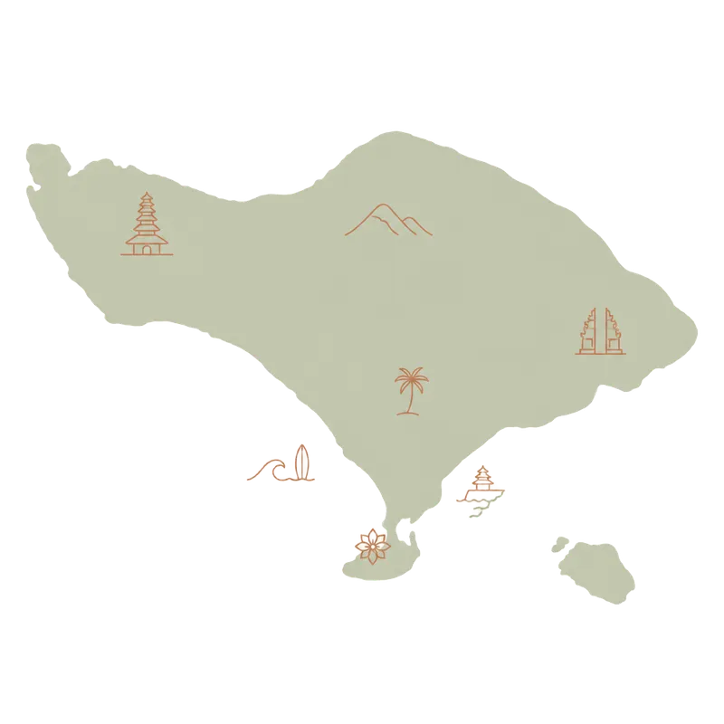 Zjednodušená mapa ostrova Bali